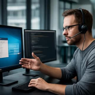 Assistência Técnica Informática para Empresas 2 Técnico a realizar manutenção preventiva num servidor.