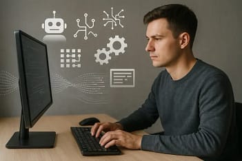 Automatizar Tarefas com IA para simplificar trabalho 1 Ilustração de ferramentas de IA aplicadas na automatização.