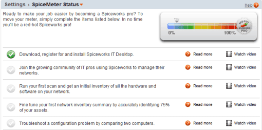 Configurando o Spiceworks - SpiceMeter Tarefas sistemas ferramenta gratis redes informaticos spiceworks