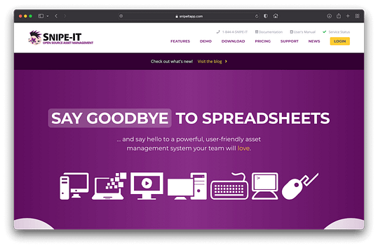 Como poupar com a gestão de ativos de TI - 7 programas grátis 8 Captura de tela do site do software de rastreamento de ativos de código aberto Snipe-IT