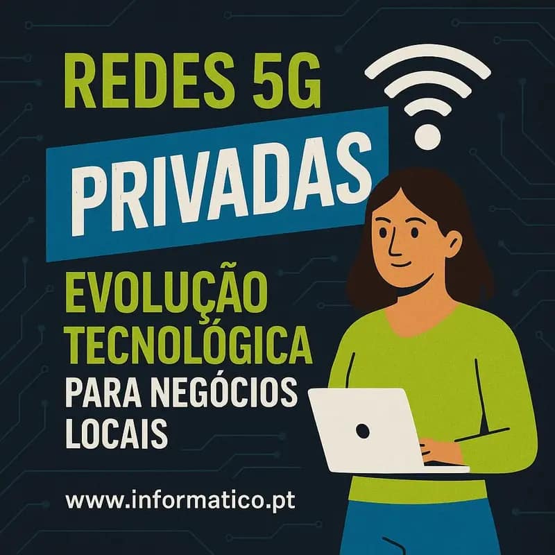 Imagem sofisticada mostrando redes 5G privadas e inovação empresarial.