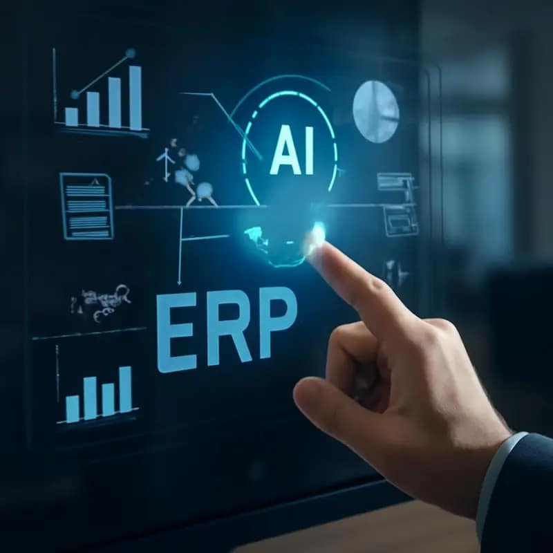 Integração de IA em sistemas ERP para Médias Empresas 2 Visualização de um sistema ERP mostrando integração de diferentes módulos empresariais.