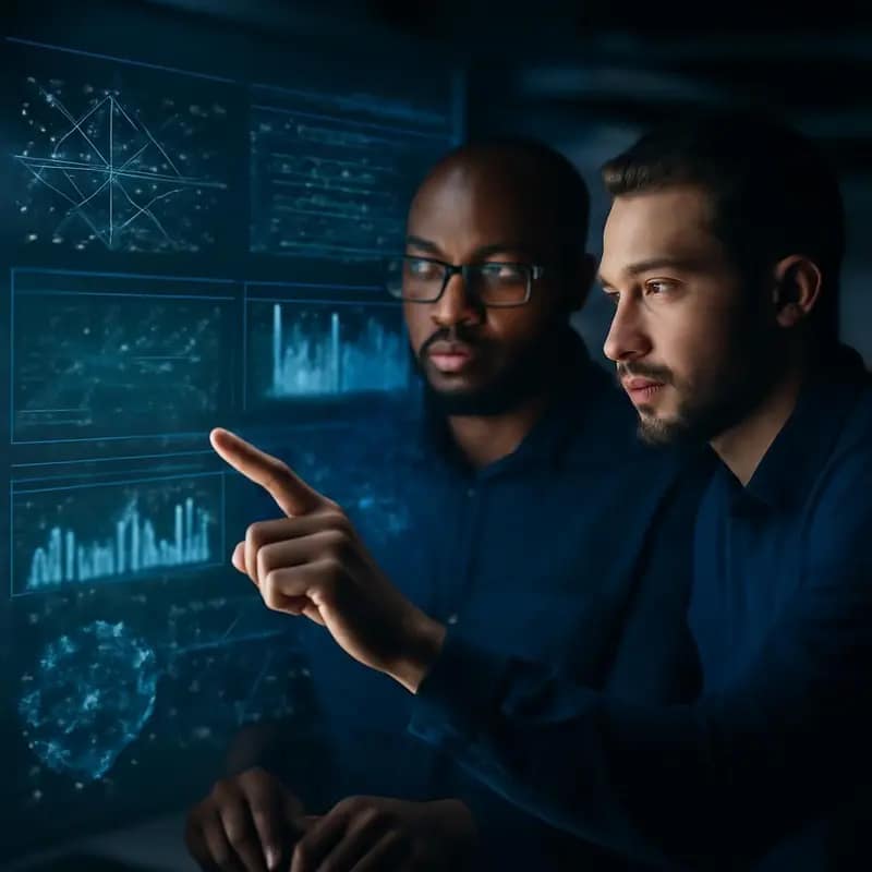 Telecomunicações inteligentes e o futuro com o Machine Learning 2 Rede digital representando o fluxo de dados com ícones de machine learning.