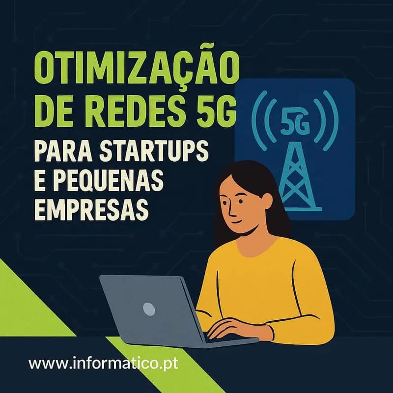 Redes digitais interligando dispositivos pequenos, representando 5G em empresas.