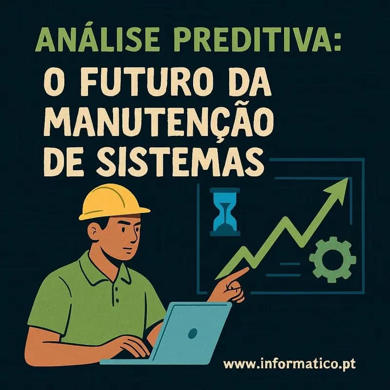 Imagem de uma fábrica moderna com gráficos de dados de análise preditiva.